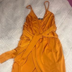 Mustard/ amber short spaghetti strap dress sz S